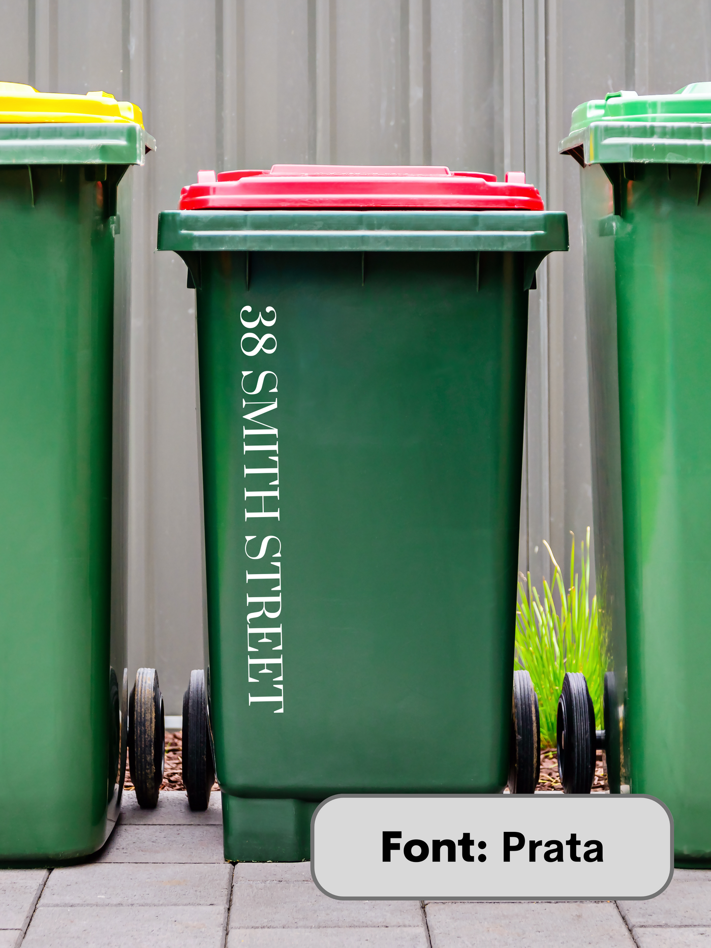 Vertical Wheelie Bin Street Name & Number Sticker
