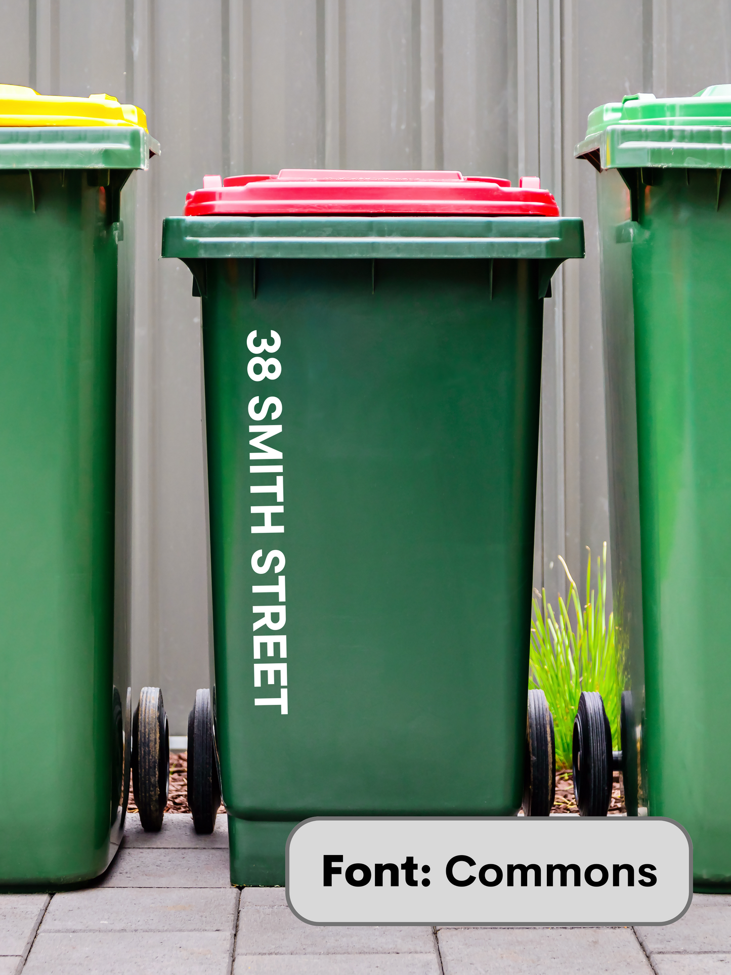 Vertical Wheelie Bin Street Name & Number Sticker