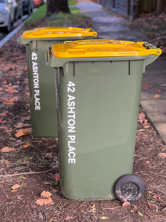 Vertical Wheelie Bin Street Name & Number Sticker