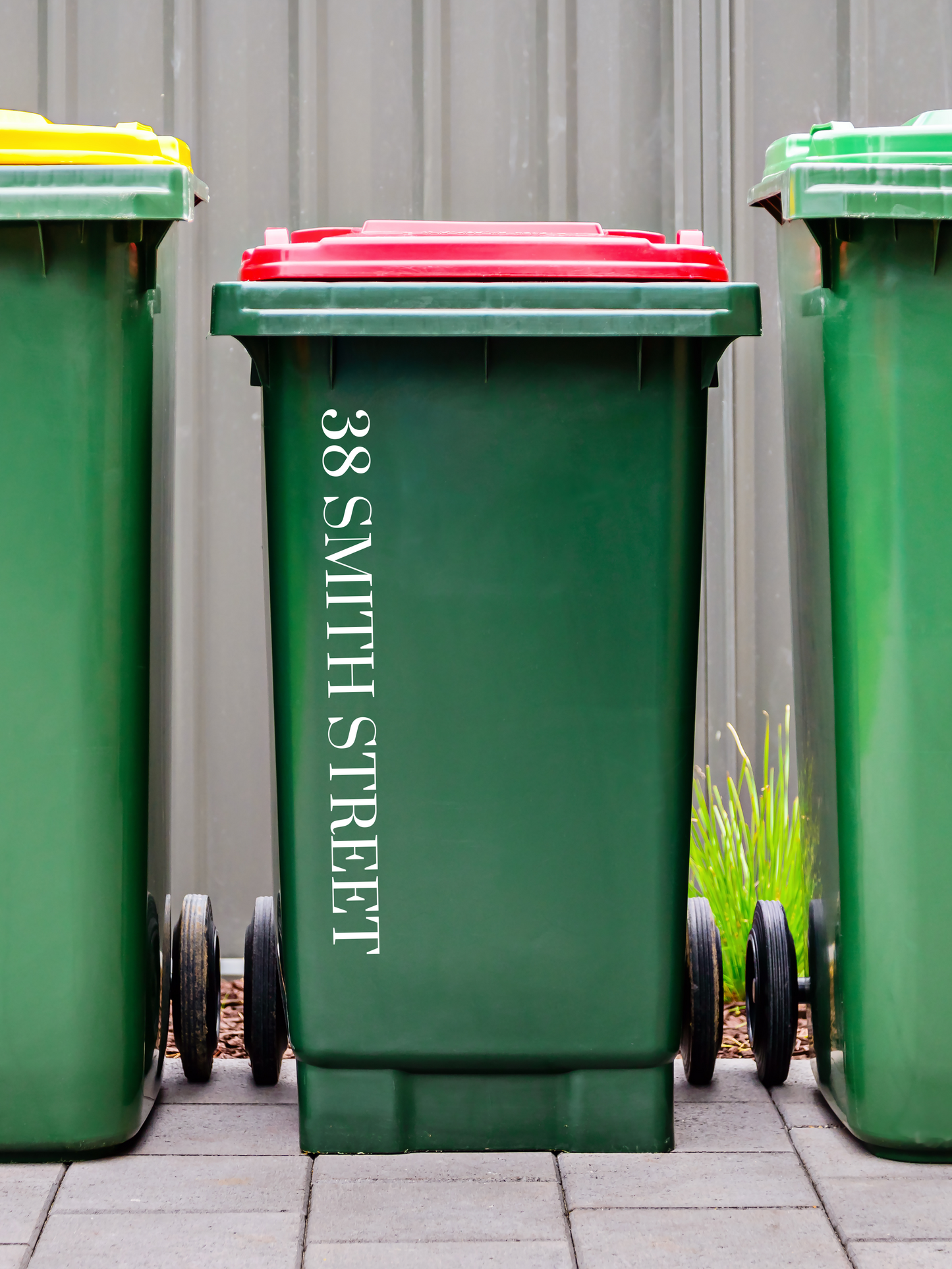 Vertical Wheelie Bin Street Name & Number Sticker